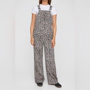 Nasty Gal Leopard Print Denim Overalls NWOT Size 12